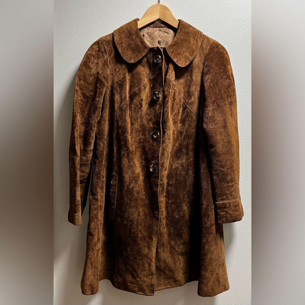 C O Ericson & Co Sweden Vintage Cognac Suede Leather Coat Women’s Size 6/8